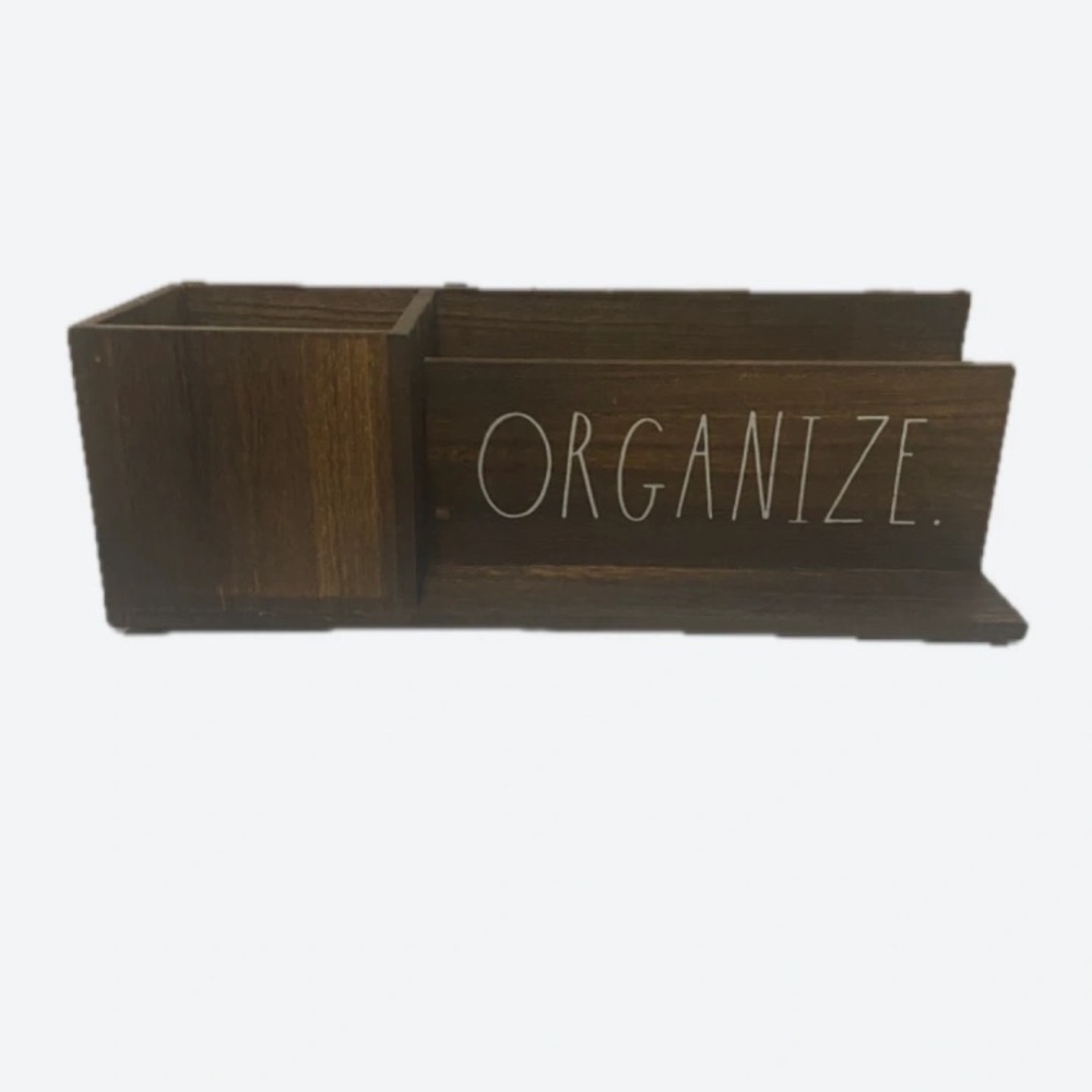 Rae Dunn Brown Wooden Organizer with Pen Holder